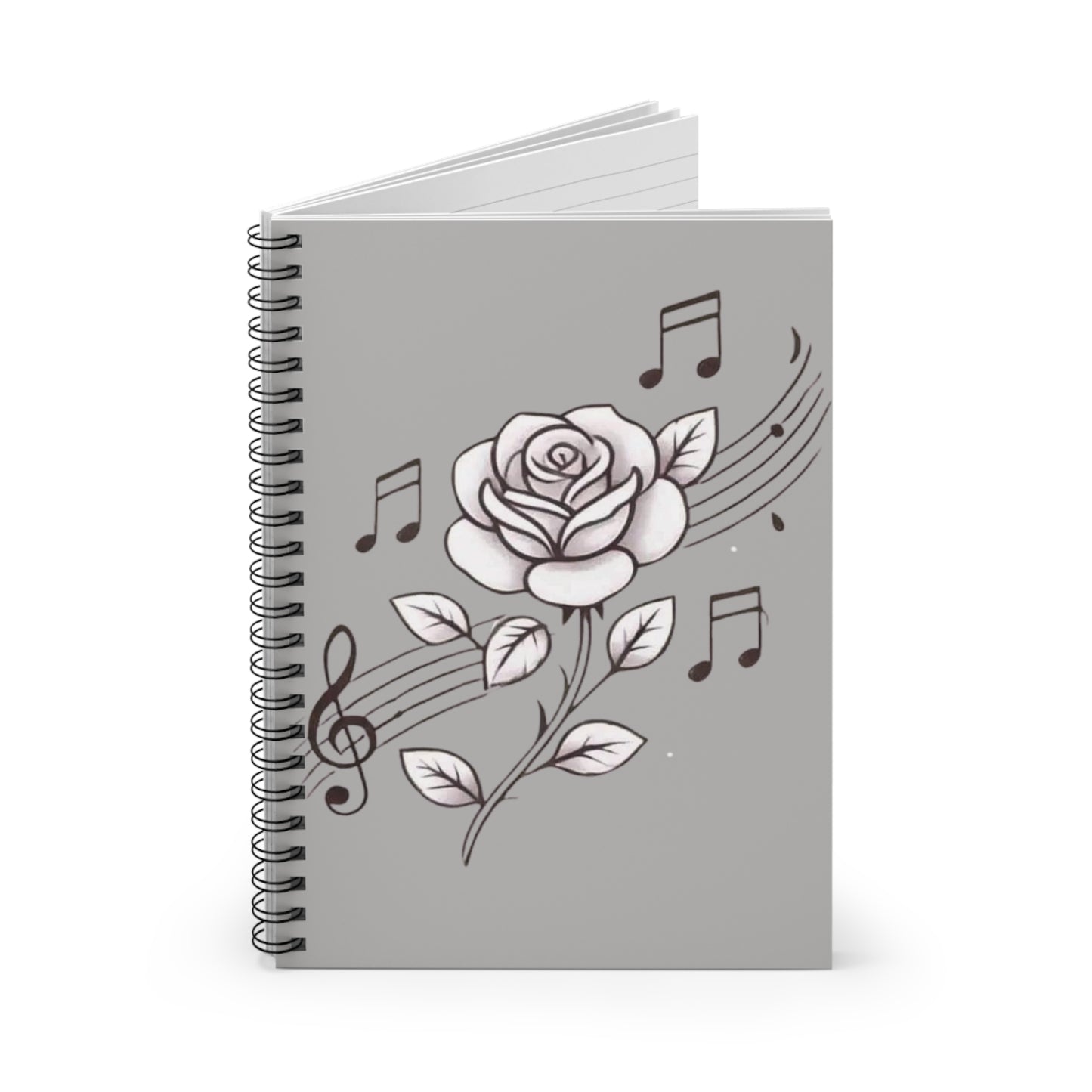 MUSICAL ROSE Spiral Notebook - Ruled Lines, Perfect for Musicians, Students, Gifts, Journaling, Music Lovers