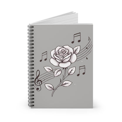 MUSICAL ROSE Spiral Notebook - Ruled Lines, Perfect for Musicians, Students, Gifts, Journaling, Music Lovers