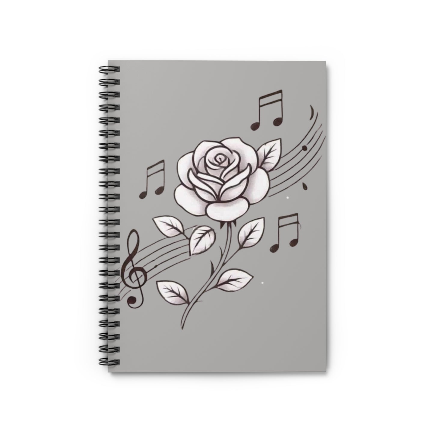 MUSICAL ROSE Spiral Notebook - Ruled Lines, Perfect for Musicians, Students, Gifts, Journaling, Music Lovers