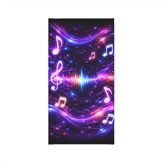 Music Galaxy Neck Gaiter — Neon Soundwave Notes Lightweight Face Covering