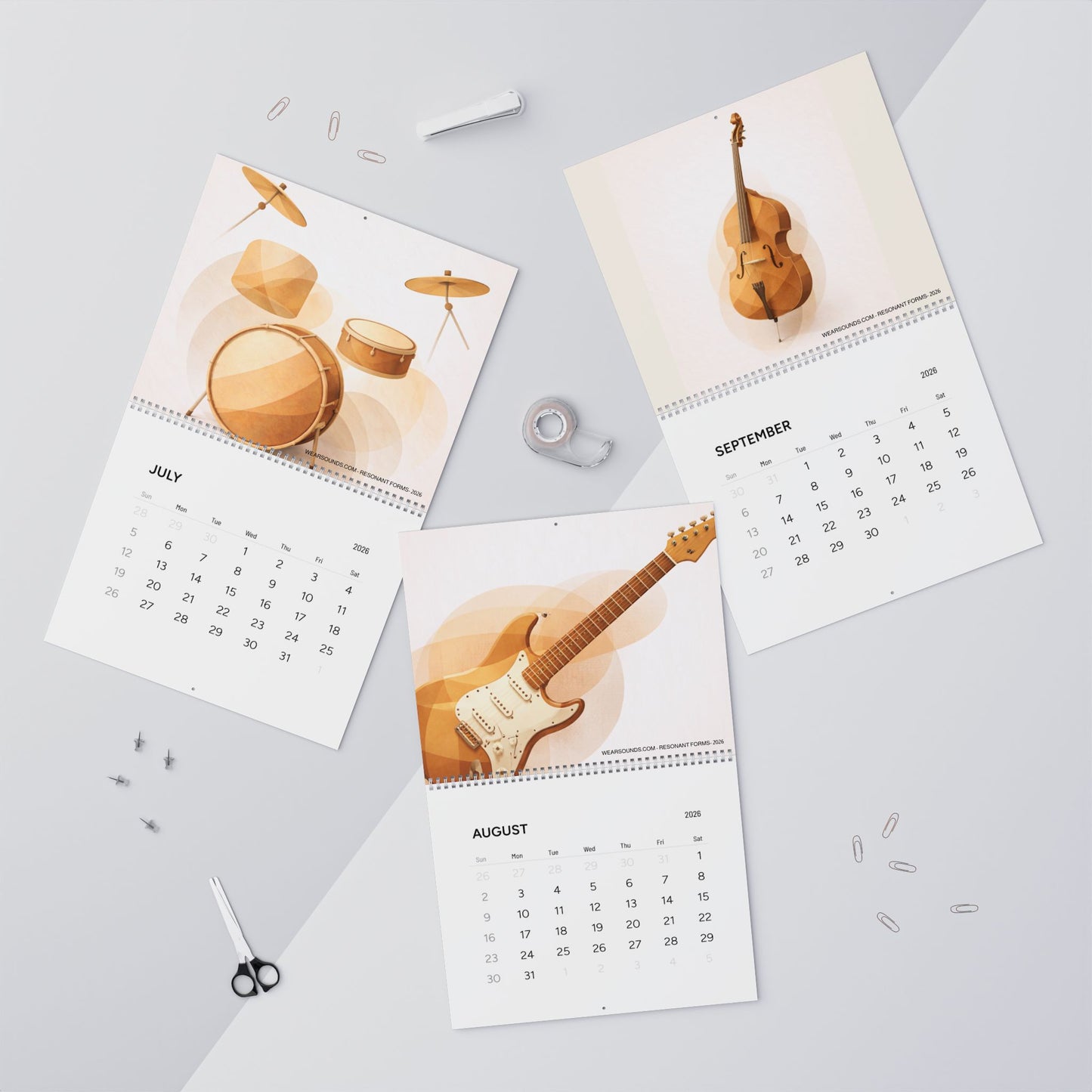 RESONANT FORMS:  Instrument Through the Year - 2026 - Musical Instruments Wall Calendar
