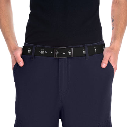 SKULL RHYTHM Accent Belt — Graphic Black Leather Waist Belt for Musicians & Alternative Style