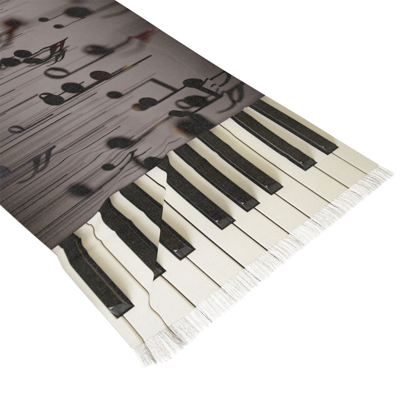 SOUND IN MOTION SCARF — Lightweight Musician Wrap - Piano Keys & flowing Notes Music Art Scarf for Musicians, Pianists & Music Lovers