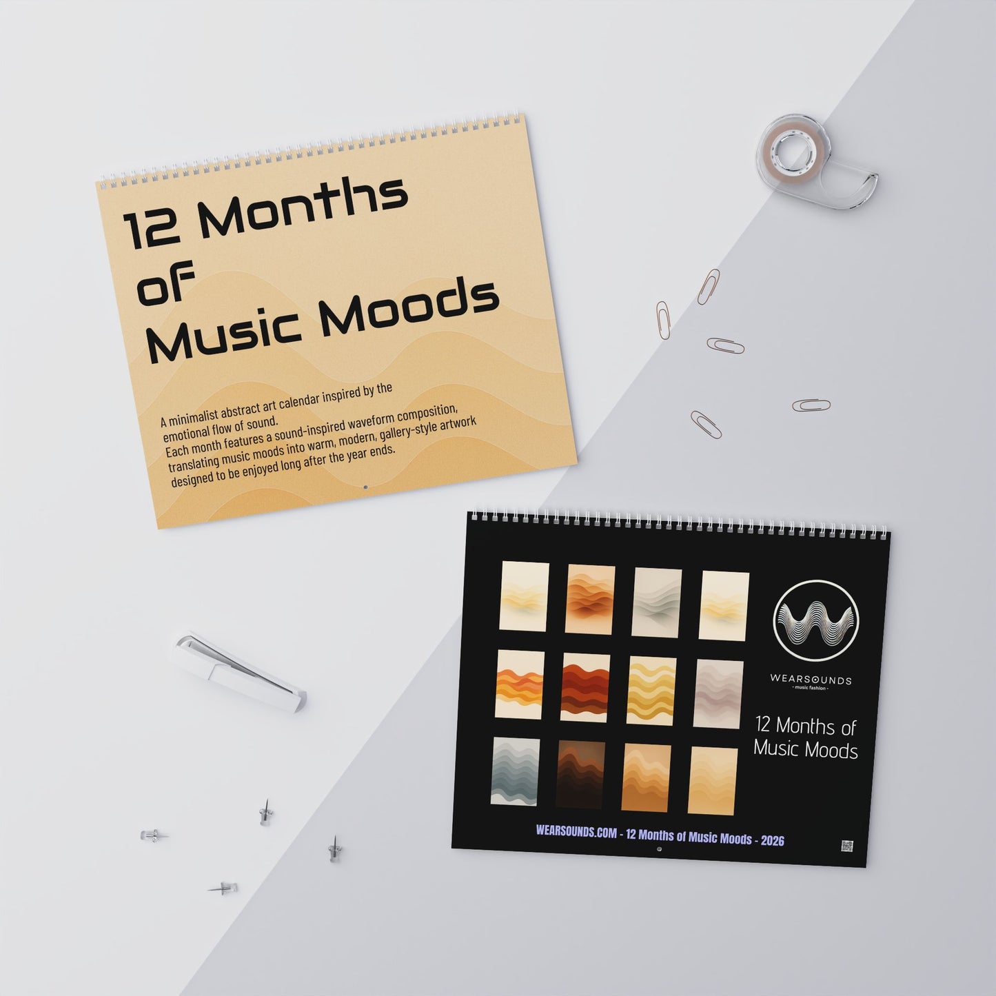 12 MONTHS OF MUSIC MOODS — 2026 Minimalist Wall Calendar