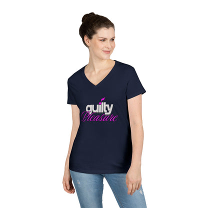 GUILTY PLEASURE |  Lady's V-Neck  | T-SHIRT - 6 colors - 4 sizes | Celebrate your sound with a wink and a vibe.