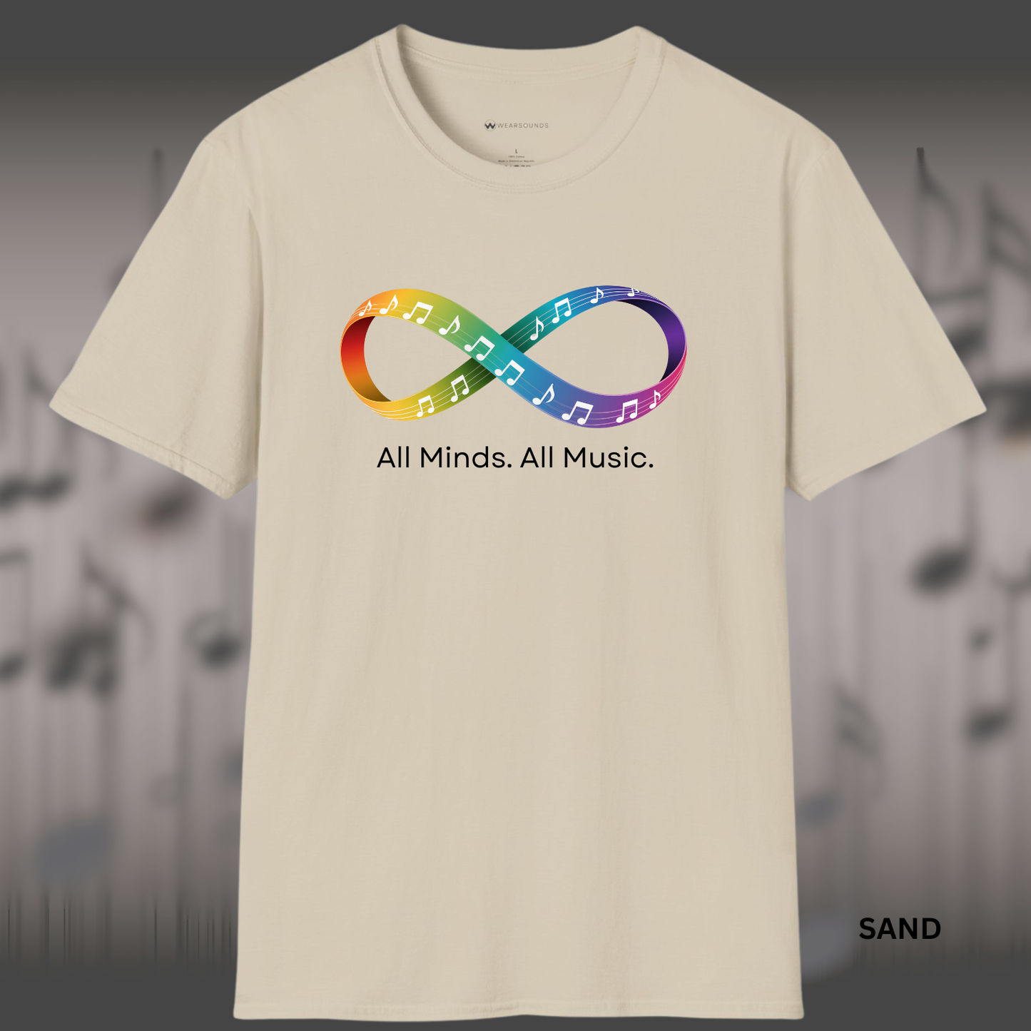 ALL MINDS. ALL MUSIC. | T-SHIRT - 7 colors - 9 sizes |  Autism Acceptance Edition;  Neurodiversity in Every Note. - A Meaningful Gift For Parents and family members supporting autistic loved ones...