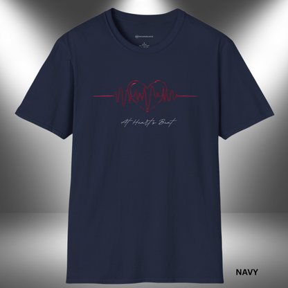 Heart-shaped audio waveform design representing the rhythm of music and emotional connection through sound.