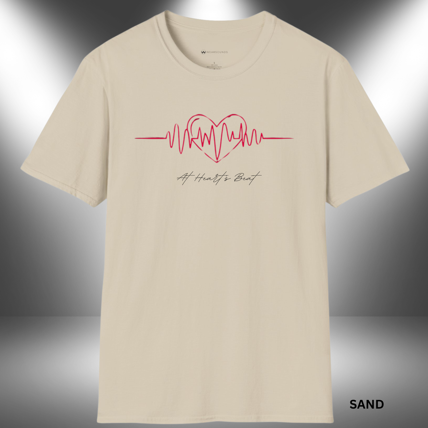Heart-shaped audio waveform design representing the rhythm of music and emotional connection through sound.
