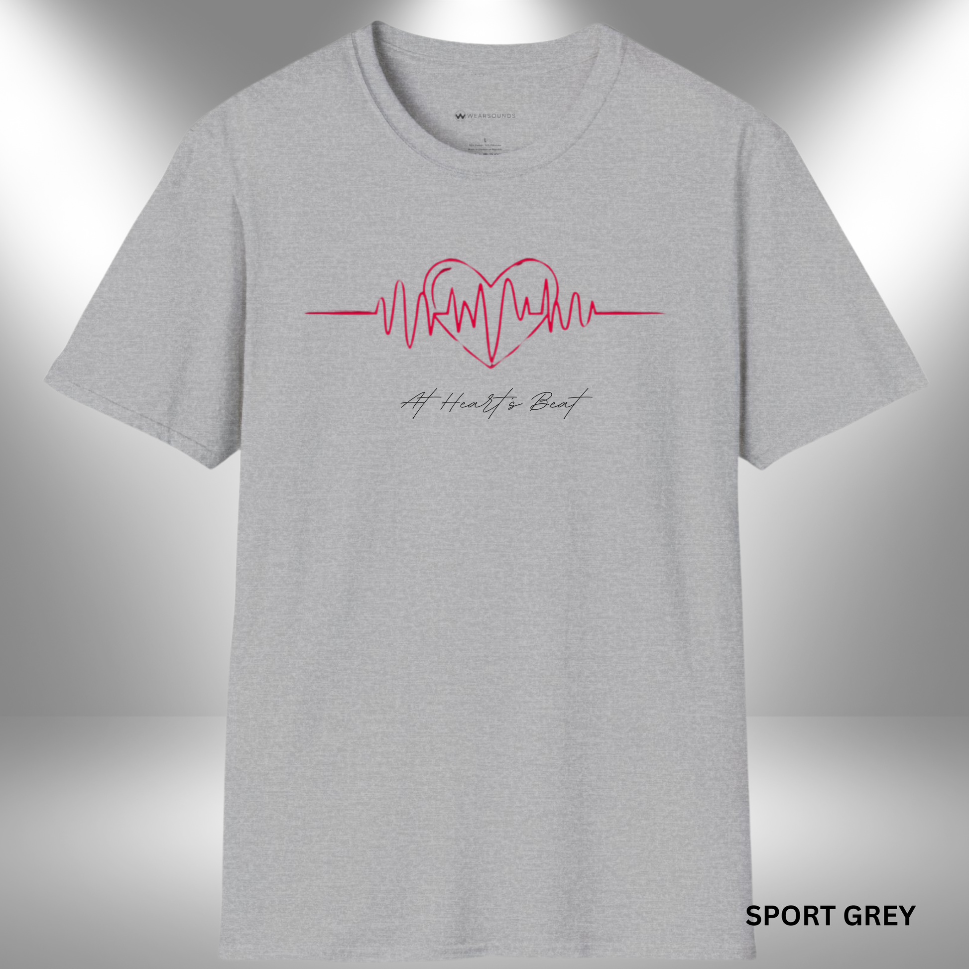 Heart-shaped audio waveform design representing the rhythm of music and emotional connection through sound.