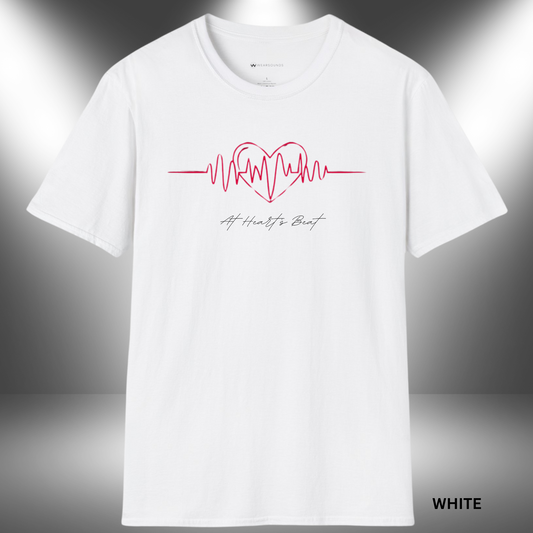 Heart-shaped audio waveform design representing the rhythm of music and emotional connection through sound.