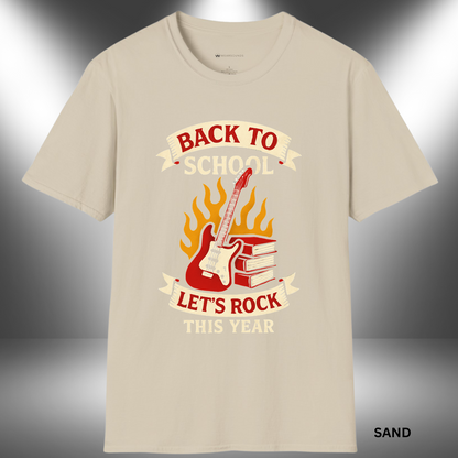 BACK TO SCHOOL: LET'S ROCK THIS YEAR        | T-SHIRT - 6 colors - 9 sizes |  Rock the hallways—add to cart now—back to school music shirt, band tee, choir shirt, guitar t-shirt, student musician gift.