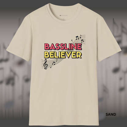 BASSLINE BELIEVER     | T-SHIRT - 7 colors - 9 sizes | Bass isn’t background — it’s the backbone.