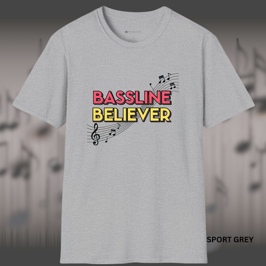 BASSLINE BELIEVER     | T-SHIRT - 7 colors - 9 sizes | Bass isn’t background — it’s the backbone.