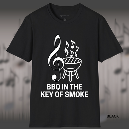 BBQ IN THE KEY OF SMOKE        | T-SHIRT - 7 colors - 9 sizes | Light the coals and crank the tunes — grab this design now and bring harmony to your next cookout!