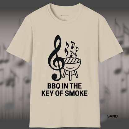BBQ IN THE KEY OF SMOKE        | T-SHIRT - 7 colors - 9 sizes | Light the coals and crank the tunes — grab this design now and bring harmony to your next cookout!