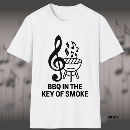 BBQ IN THE KEY OF SMOKE        | T-SHIRT - 7 colors - 9 sizes | Light the coals and crank the tunes — grab this design now and bring harmony to your next cookout!