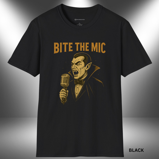 BITE THE MIC    | T-SHIRT - 7 colors - 9 sizes  |  Grab your “Bite the Mic” tee now and let the night hear your scream!