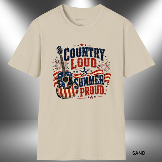 COUNTRY LOUD SUMMER PROUD     | T-SHIRT - 6 colors - 9 sizes  |  Patriotic Country Music Tee