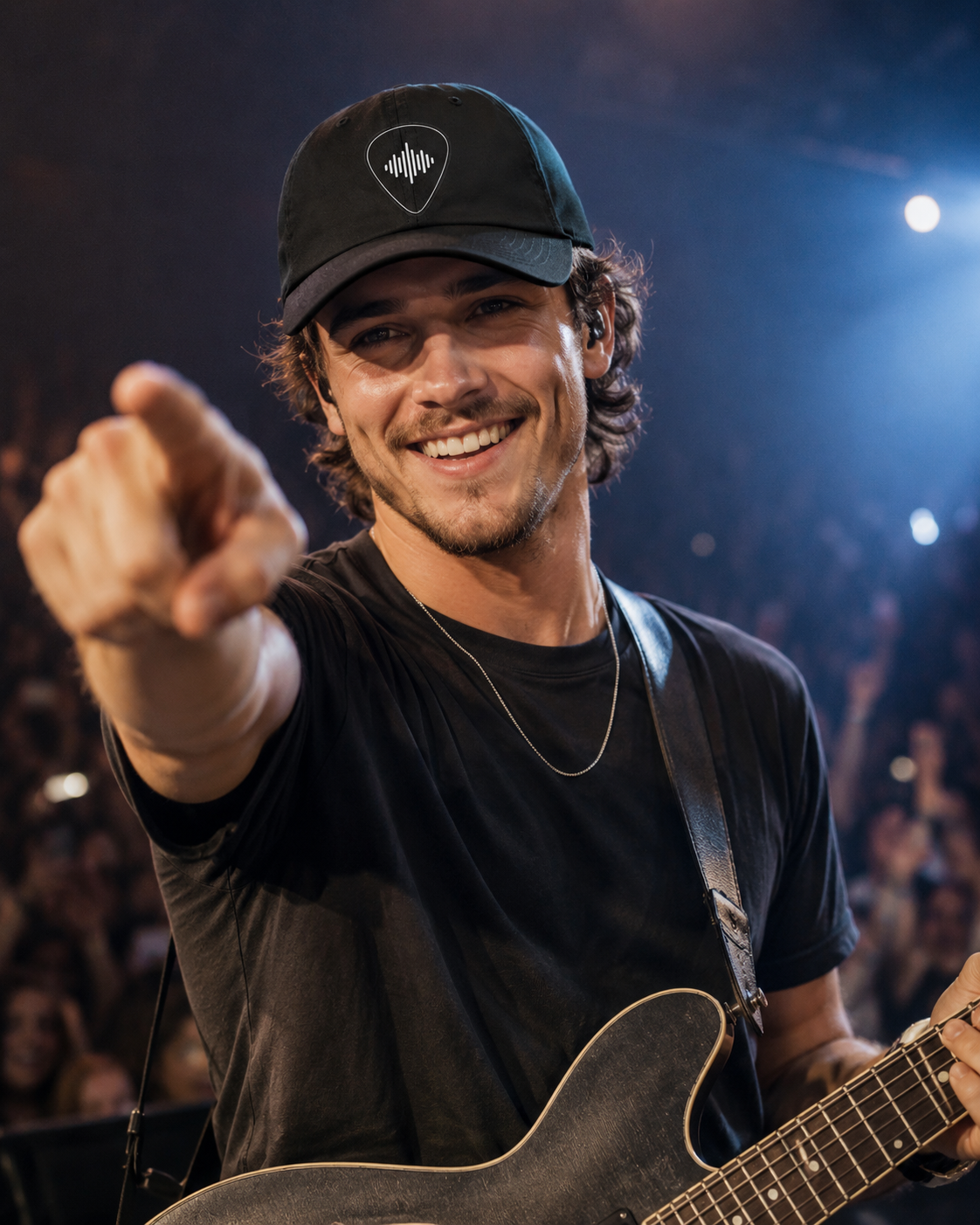Audio Wave Guitar Pick Dad Hat | Minimal Music Lover Cap