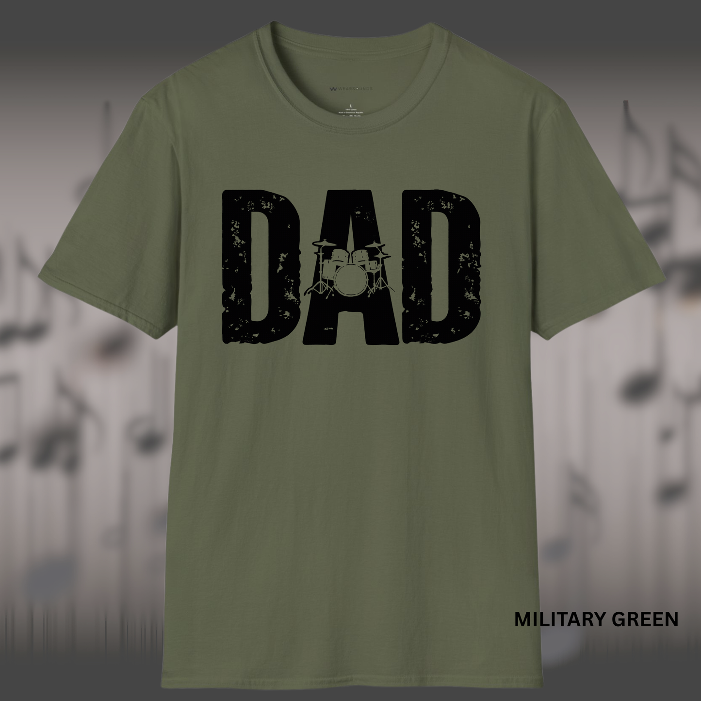 Dad Drum Shirt   | T-SHIRT - 4 colors - 9 sizes | DAD Drum Kit Music Shirt for Drummers & Music Lovers