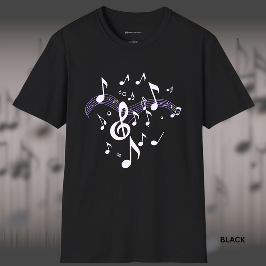 DANCING NOTES ON STAFF      | T-SHIRT - 7 colors - 9 sizes