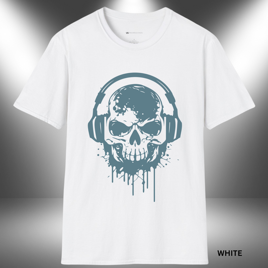 DRIP SKULL NOISE        | T-SHIRT - 7 colors - 9 sizes  |  Perfect for DJs, metalheads, punks, and headphone junkies.  Makes a killer gift for musicians, producers, or anyone who lives loud