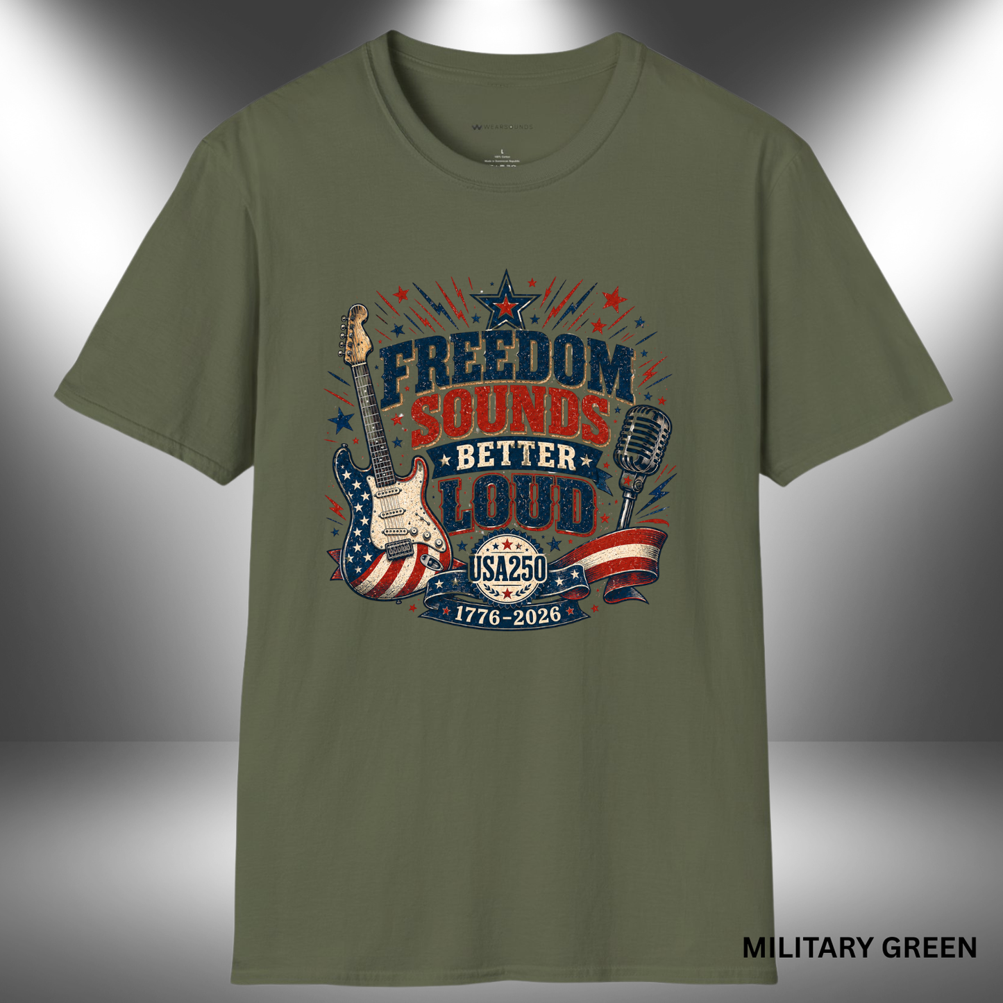 Freedom Sounds Better Loud   | T-SHIRT - 7 colors - 9 sizes  |  USA250 Patriotic Music Tee