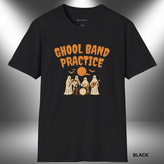 Ghoul Band Practice    | T-SHIRT - 5 colors - 9 sizes |  Halloween Musician Ghost Tee Shirt  - Grab this tee and march your way into Halloween season with a spooky spin on band pride!