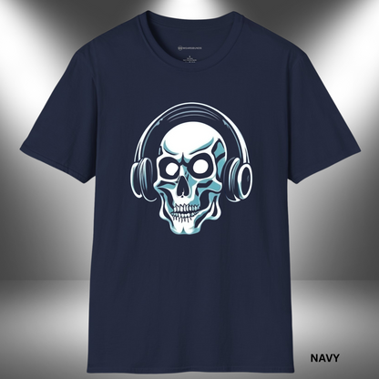 GRAVE RAVE SKULL MUSIC       | T-SHIRT - 3 colors - 9 sizes  |  made for those who feel music in their bones.