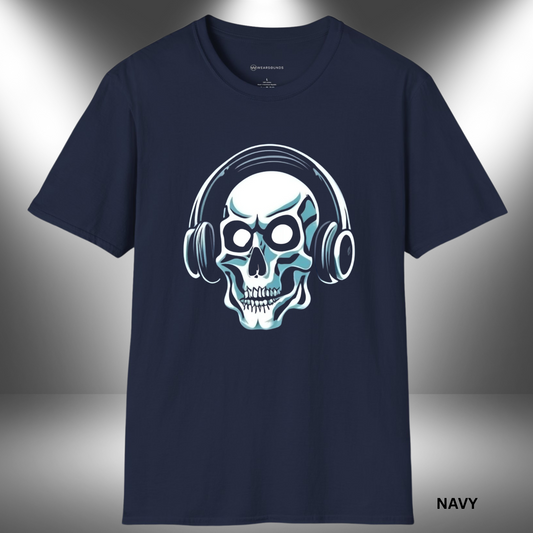 GRAVE RAVE SKULL MUSIC       | T-SHIRT - 3 colors - 9 sizes  |  made for those who feel music in their bones.
