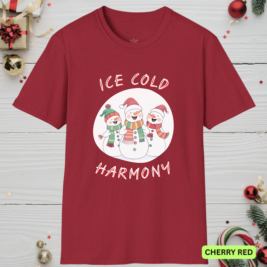 Ice Cold Harmony   | T-SHIRT - 7 colors - 9 sizes  |  🎁 Great for:  Choir directors and vocal groups, Music teachers and holiday concert performers, Christmas carolers and snow-day enthusiasts