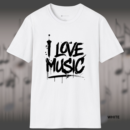 I LOVE MUSIC    | T-SHIRT - 5 colors - 9 sizes | 🎁 Great for:  Everyone who loves music!  It's that simple.