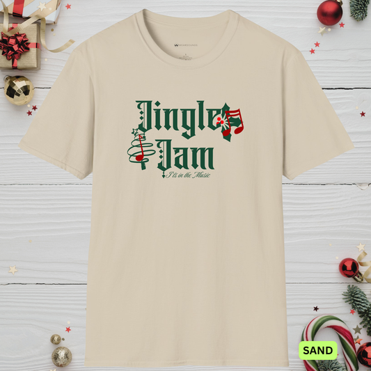 JINGLE JAM - It's in the Music   | T-SHIRT - 8 colors - 9 sizes | 🎁 Great Gift For Musicians and music teachers, Choir, band, and DJ performers, Holiday concert fans and partygoers