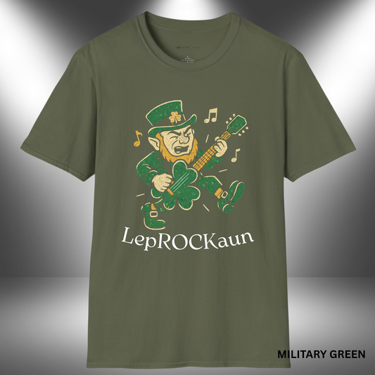 LepROCKaun  | T-SHIRT - 3 colors - 9 sizes | Funny St. Patrick’s Day Music Shirt for Guitar Players, Irish Bands, Rock Musicians & Festival Lovers