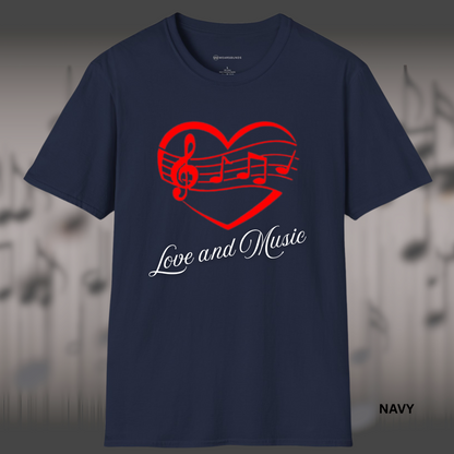 LOVE AND MUSIC (Heart)       | T-SHIRT - Limited Colors - 9 Sizes