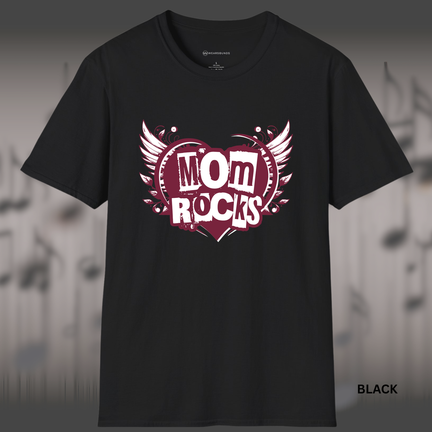 MOM ROCKS   | T-SHIRT - 7 colors - 9 sizes |  Heart of a Rocker Mom