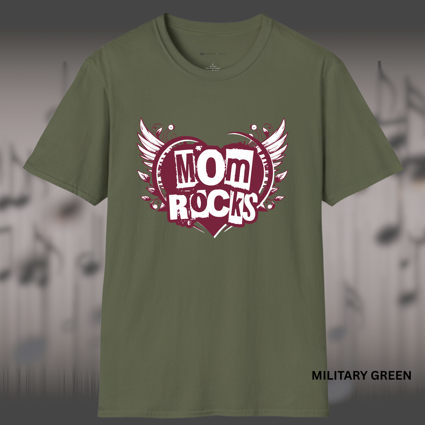 MOM ROCKS   | T-SHIRT - 7 colors - 9 sizes |  Heart of a Rocker Mom