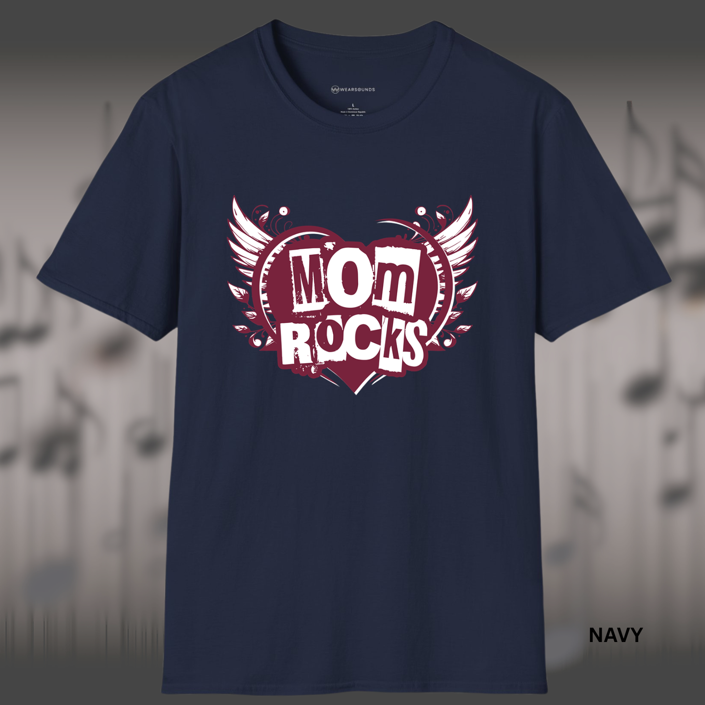 MOM ROCKS   | T-SHIRT - 7 colors - 9 sizes |  Heart of a Rocker Mom