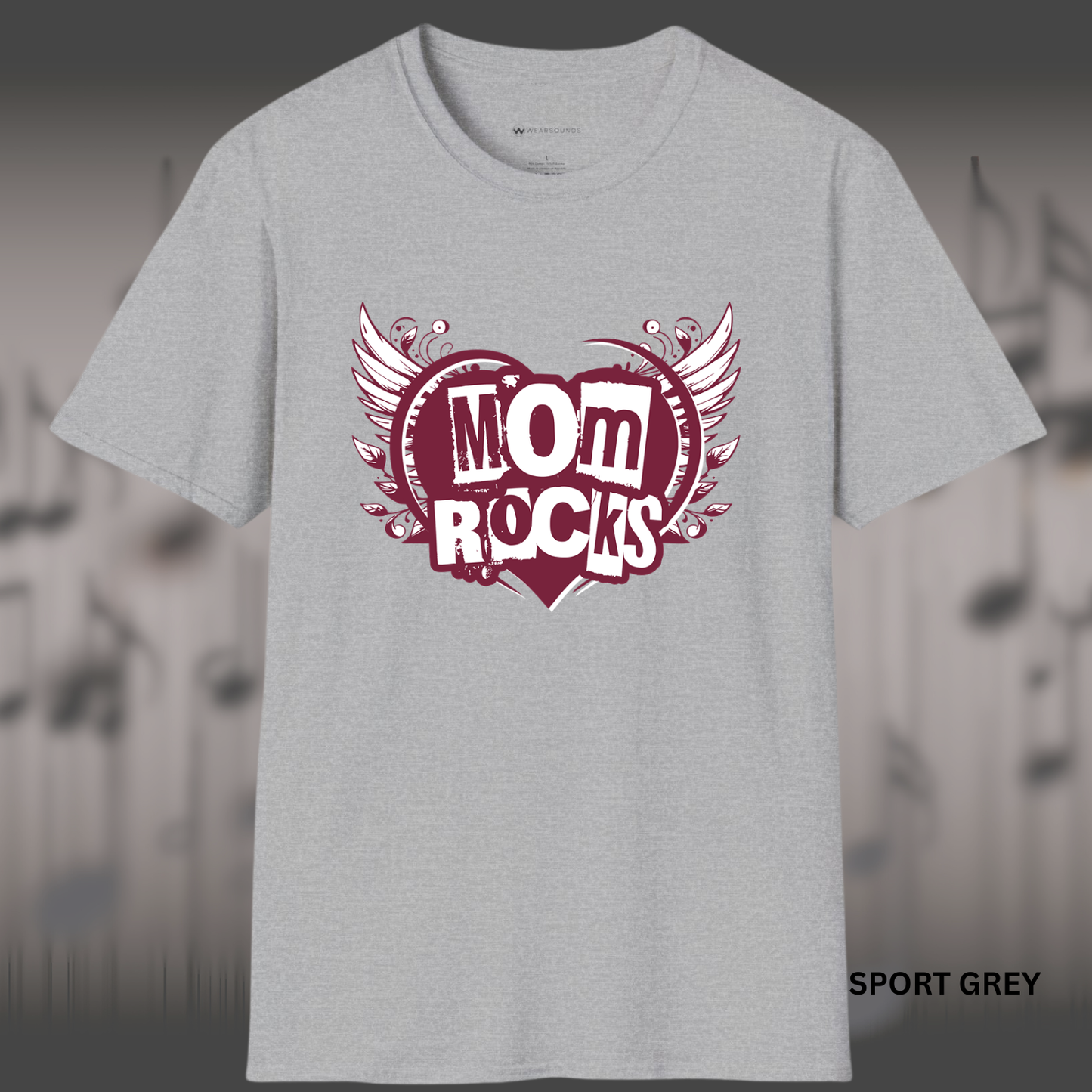MOM ROCKS   | T-SHIRT - 7 colors - 9 sizes |  Heart of a Rocker Mom