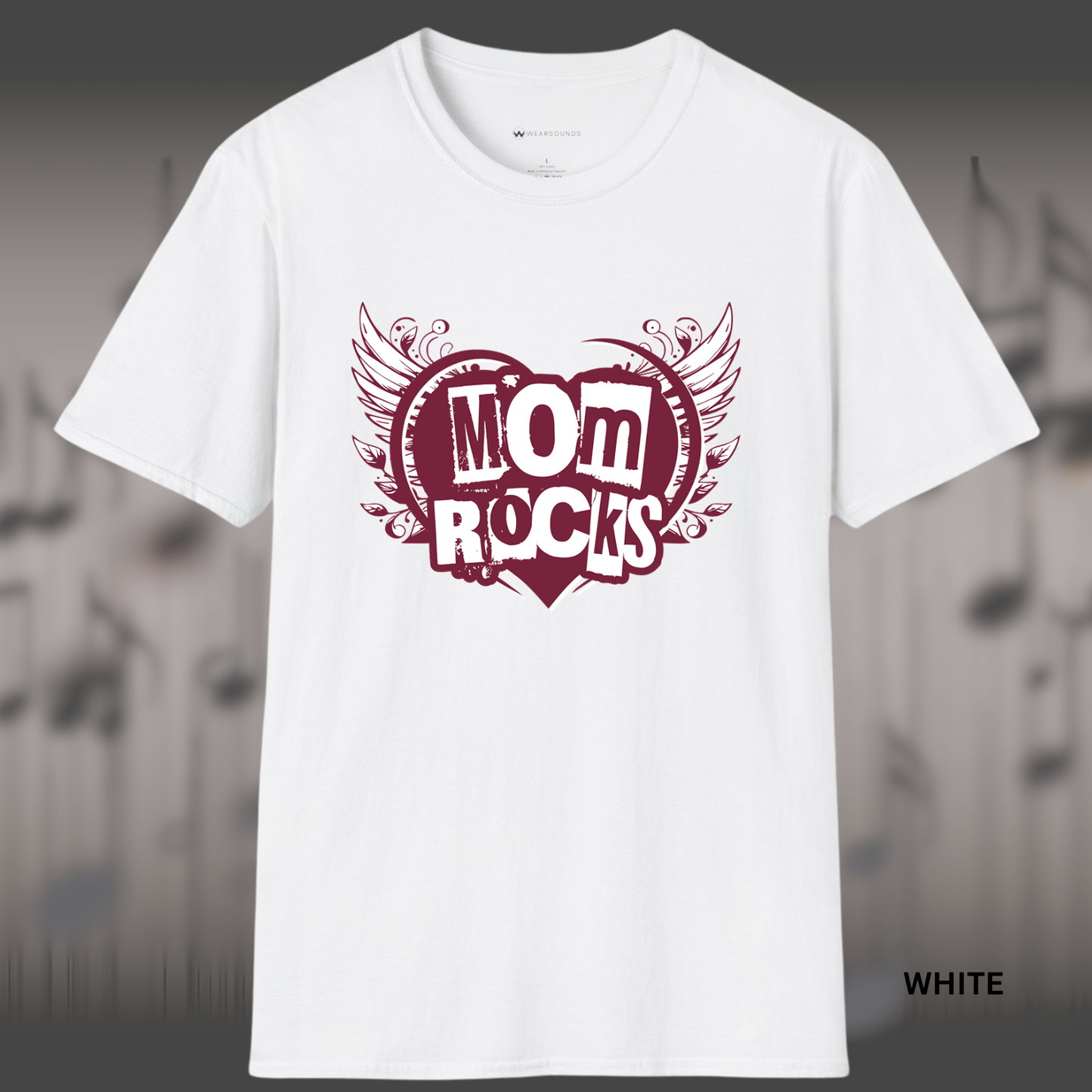 MOM ROCKS   | T-SHIRT - 7 colors - 9 sizes |  Heart of a Rocker Mom