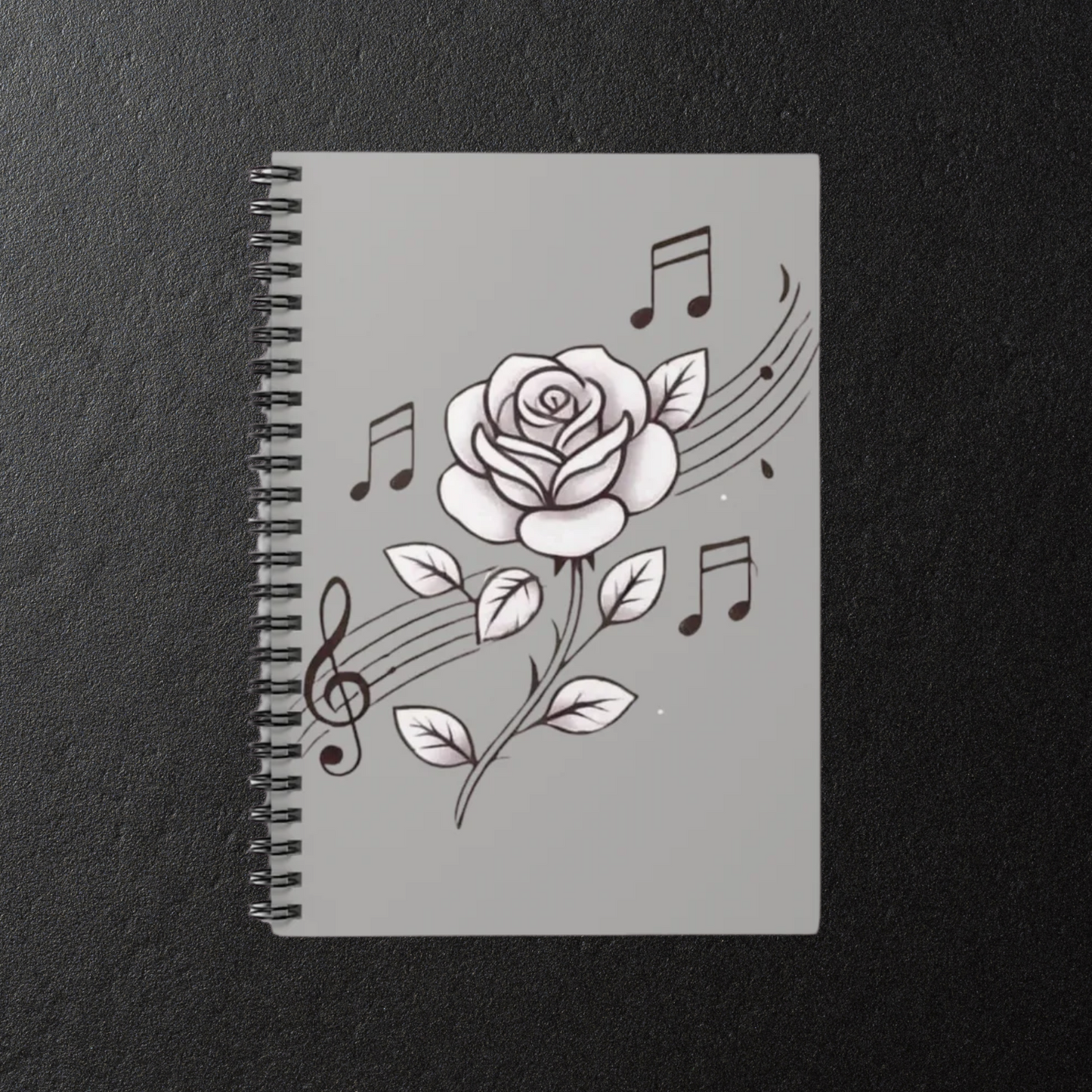 MUSICAL ROSE Spiral Notebook - Ruled Lines, Perfect for Musicians, Students, Gifts, Journaling, Music Lovers
