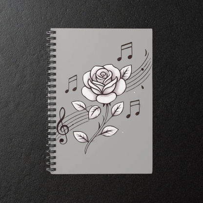 MUSICAL ROSE Spiral Notebook - Ruled Lines, Perfect for Musicians, Students, Gifts, Journaling, Music Lovers