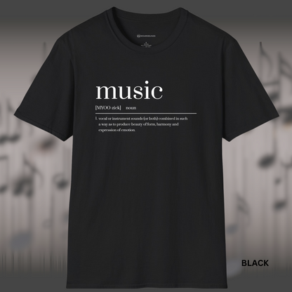 MUSIC DEFINED      | T-SHIRT - 7 colors - 9 sizes |Wear the definition of your passion — perfect for music lovers who know it's more than sound.