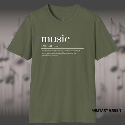 MUSIC DEFINED      | T-SHIRT - 7 colors - 9 sizes |Wear the definition of your passion — perfect for music lovers who know it's more than sound.