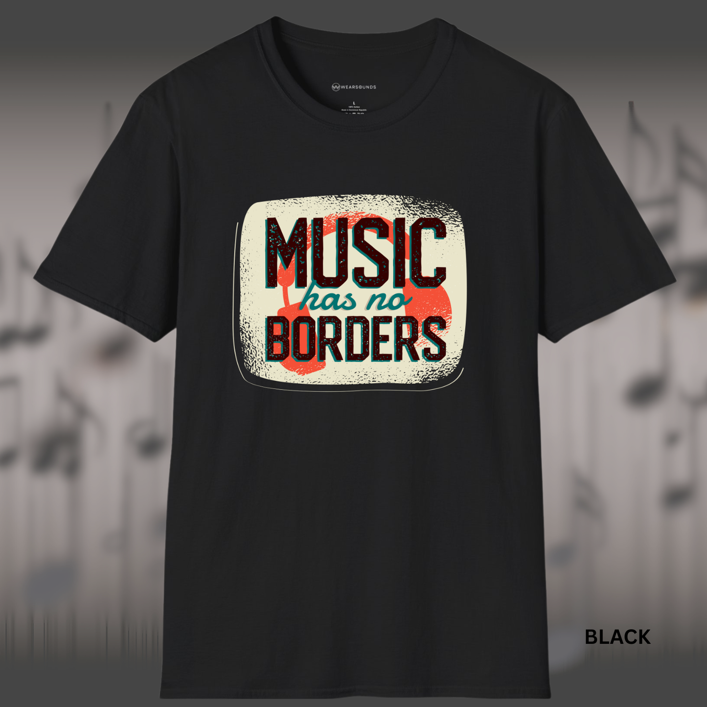 MUSIC HAS NO BORDERS Vintage Style | T-SHIRT - 7 colors - 9 sizes | Unity Through Music for Everyone