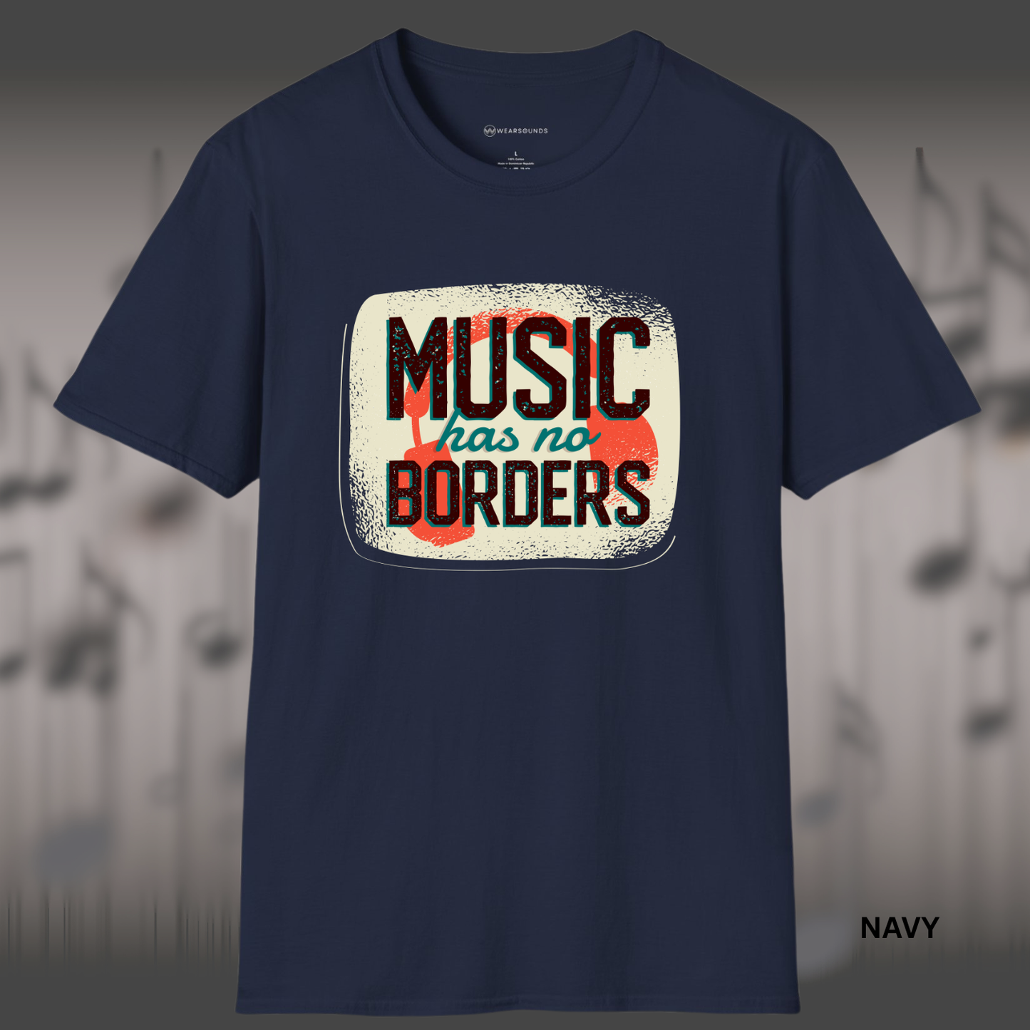 MUSIC HAS NO BORDERS Vintage Style | T-SHIRT - 7 colors - 9 sizes | Unity Through Music for Everyone