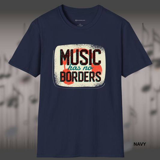 MUSIC HAS NO BORDERS Vintage Style | T-SHIRT - 7 colors - 9 sizes | Unity Through Music for Everyone