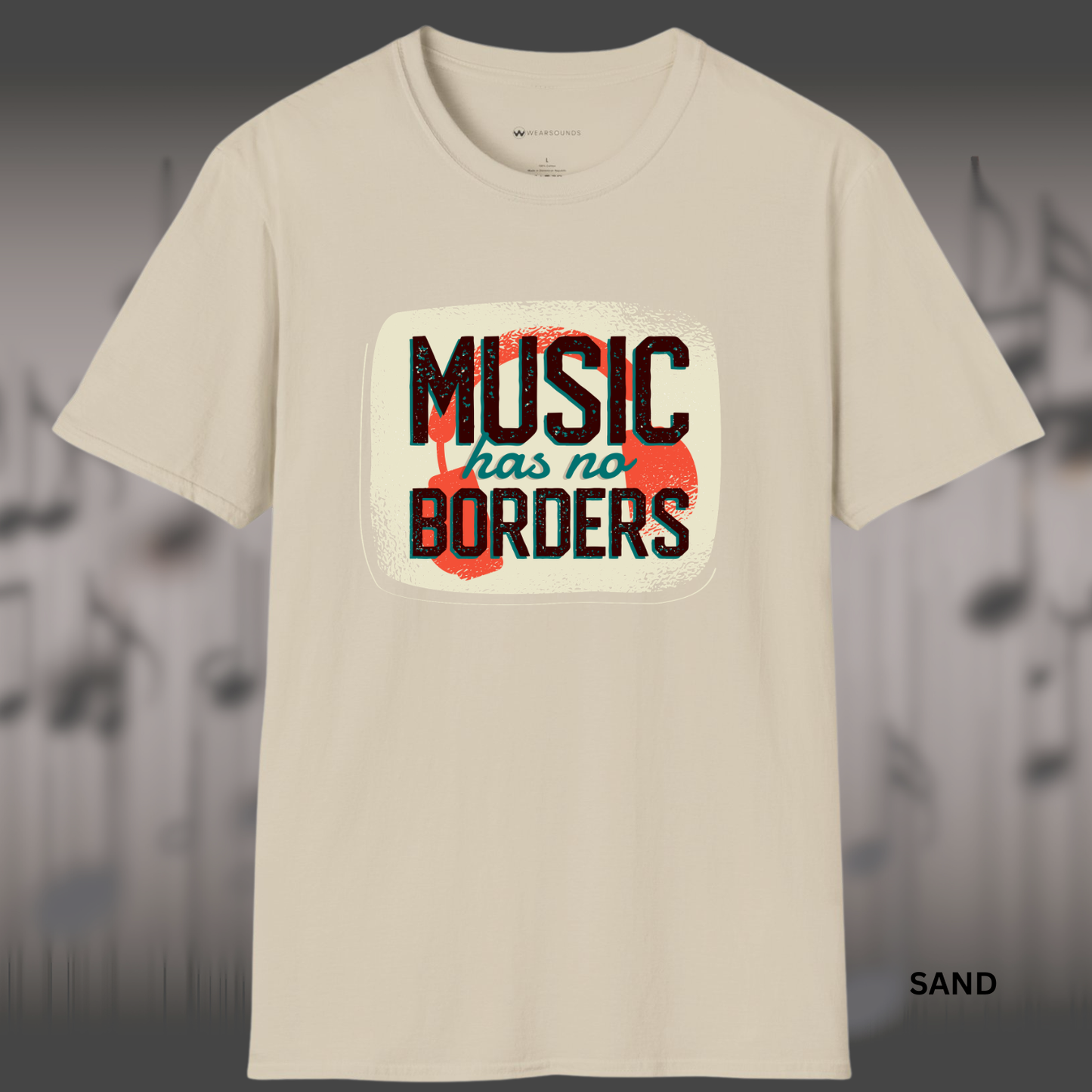 MUSIC HAS NO BORDERS Vintage Style | T-SHIRT - 7 colors - 9 sizes | Unity Through Music for Everyone