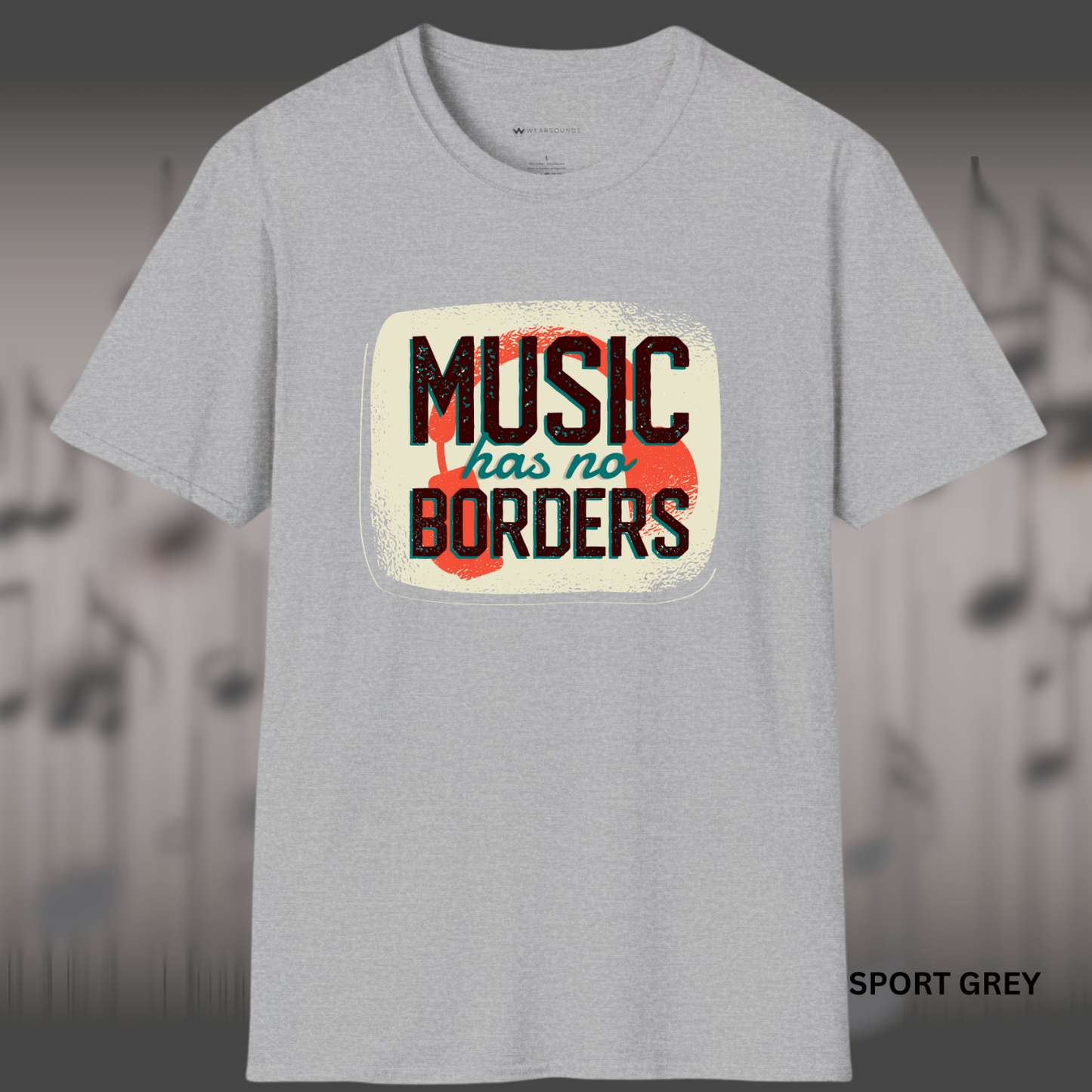 MUSIC HAS NO BORDERS Vintage Style | T-SHIRT - 7 colors - 9 sizes | Unity Through Music for Everyone