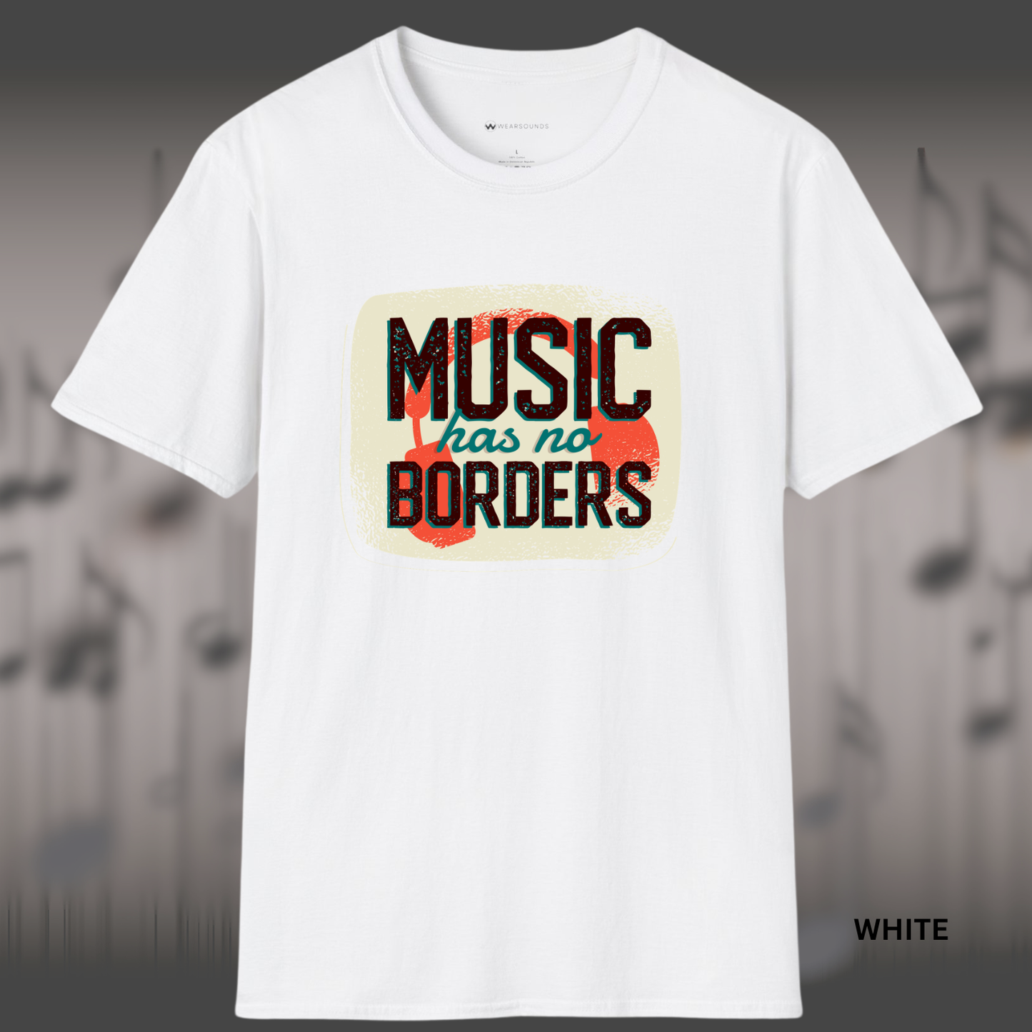 MUSIC HAS NO BORDERS Vintage Style | T-SHIRT - 7 colors - 9 sizes | Unity Through Music for Everyone